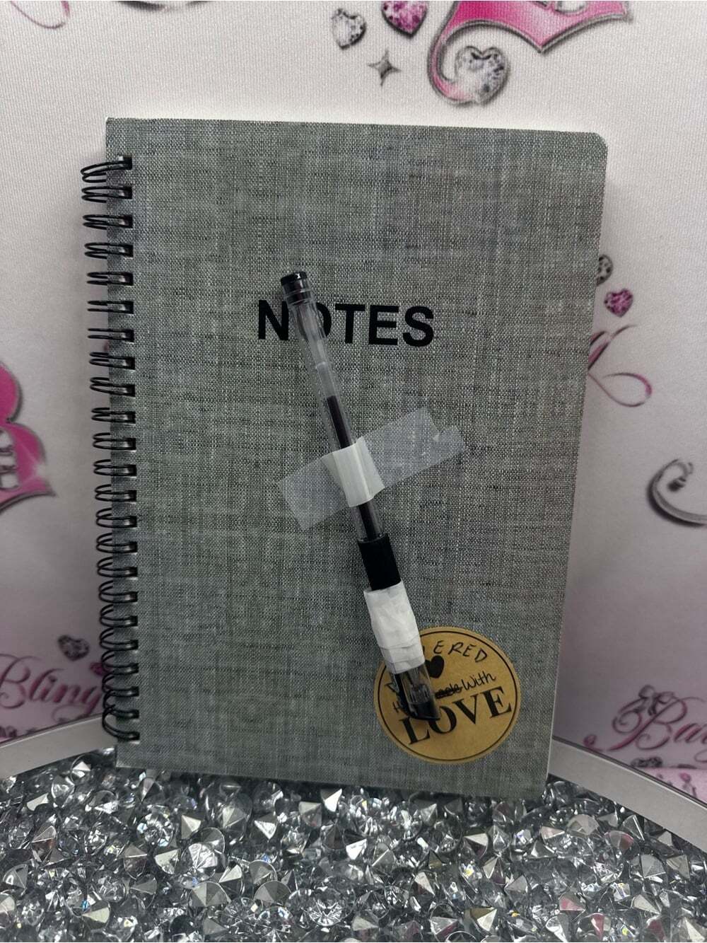 Gray Spiral Notes Notebook with Pen - Home Party Supplies